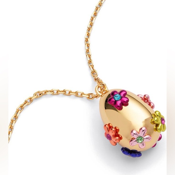 Kurt Geiger Jewelry - Kurt Geiger London Floral Egg Pendant Necklace Gold Multi NWT